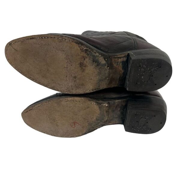 Dan Post Vintage Burgandy Maroon Leather Cowboy Boots 9.5 Western Roper - Picture 14 of 16